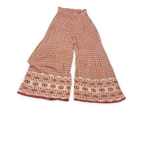 Bohemian Wide-Leg Pants in orangeand White